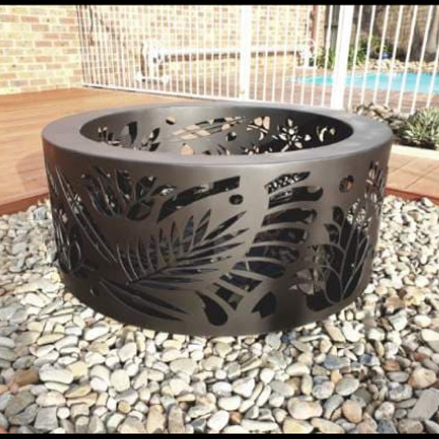 Double-skin Round Fire pit Outdoor Design Safety Heat-resistant Durable Steel Decorative Chimney Ventilation Firewood Gathering Patio Garden