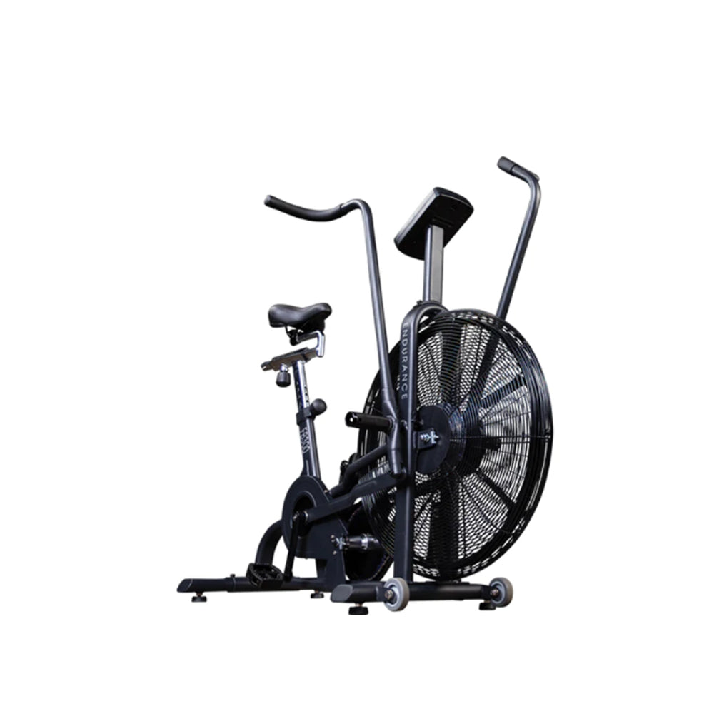 Endurance Fan Bike Fan Resistance Bike Cardio Workout High-Intensity Interval Training Adjustable Seat Dual-Action Handlebars Air Resistance LCD Display Heart Rate Monitor Pedal Straps Calorie Tracker Workout Programs Adjustable Resistance