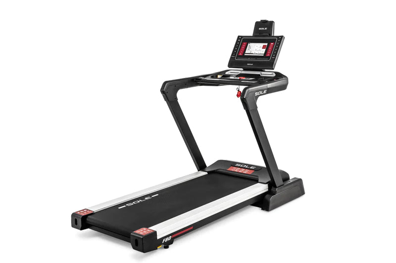 Sole F80 Treadmill Fitness equipment Exercise machine Running machine Cardio workout Motorized treadmill Folding treadmill CushionFlex Whisper Deck Heart rate monitor Incline training Bluetooth connectivity Integrated speakers