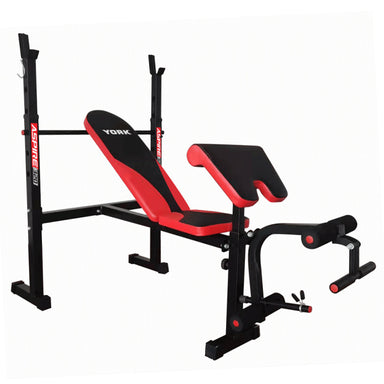York Aspire 320 Wide Stance Bench Weight Bench Adjustable Bench Fitness Equipment Home Gym Workout Bench Exercise Bench Strength Training Decline, Flat, Incline Positions Leg Developer Preacher Curl Attachment