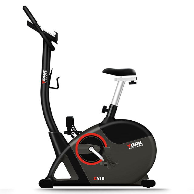 York C410 Exercise Bike Indoor cycling Fitness equipment Cardio workout Stationary bike Home gym Adjustable resistance LCD display Workout programs Ergonomic design